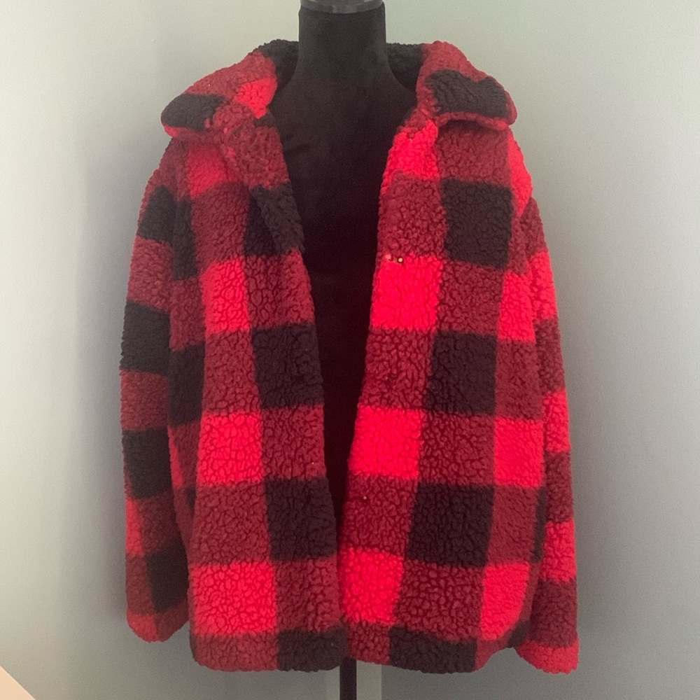 Knox Rose Buffalo check Sherpa jacket with pockets